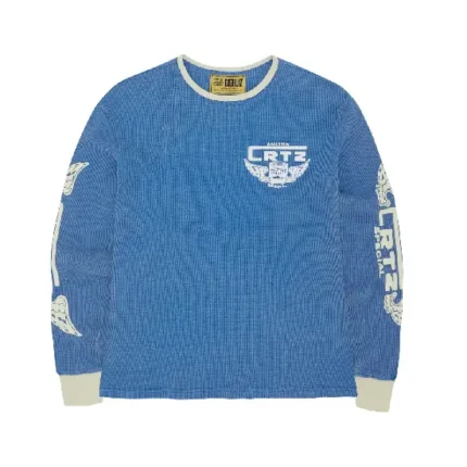 Corteiz Gasolina Waffle Sweatshirt Blue 1