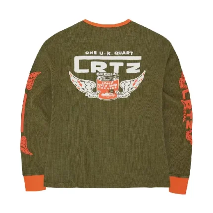 Corteiz Gasolina Waffle Sweatshirt Tonal Khaki Burnt Orange 2